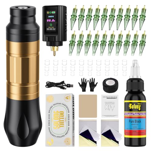 Cordless Wireless Tattoo Gun Kit for Beginners with Needles and Black Ink - Image 2