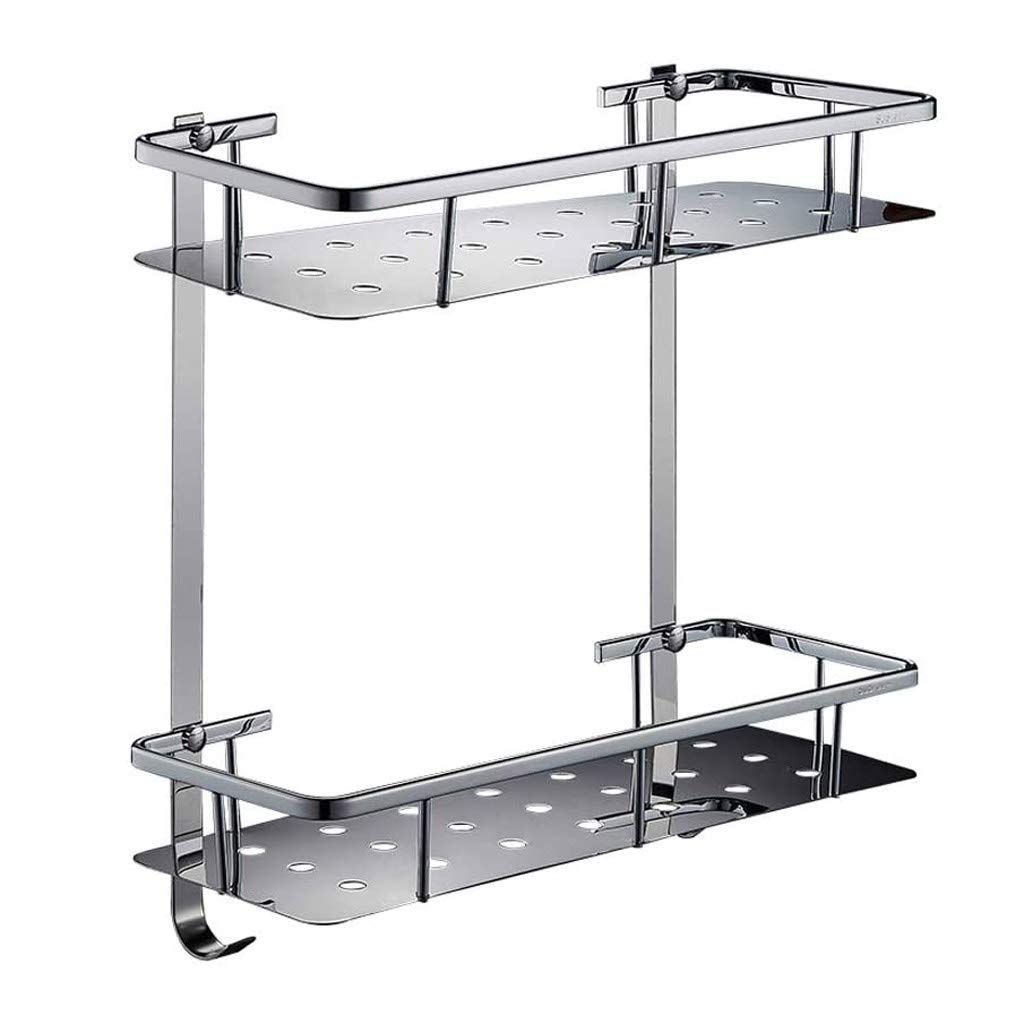 bathroom shelf, Wall Mounted Without Drilling,Kitchen Storage Basket with Stainless Steel Anti Rust Plastic Shower Shelf