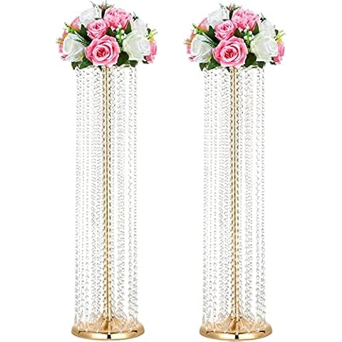 LANLONG Tall Crystal Flower Stand Centrepieces Cover