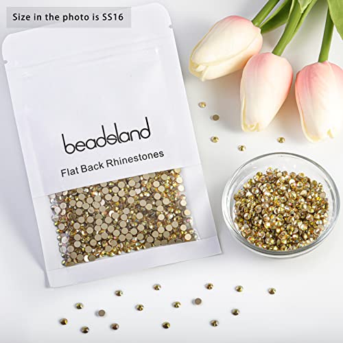 Image of beadsland Flat Back Crystal Rhinestones Round Gems, Metal Sunlight (3.8-4.0mm) SS16 /1440pcs