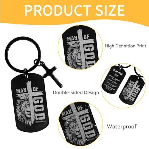 Keychain for Men Boys, Dog Tag Style Key Chain, Black Key Rings Birthday Christmas Veteran Day Gifts3