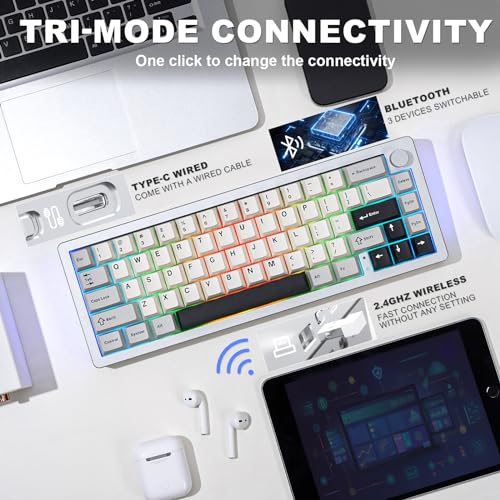 Yunzii Al66 Wireless Mechanical Keyboard,65% Knob Control Aluminum Gaming Keyboard Bt/2.4G/Wired Hot Swappable Pre-Lubed Switches thumb #2