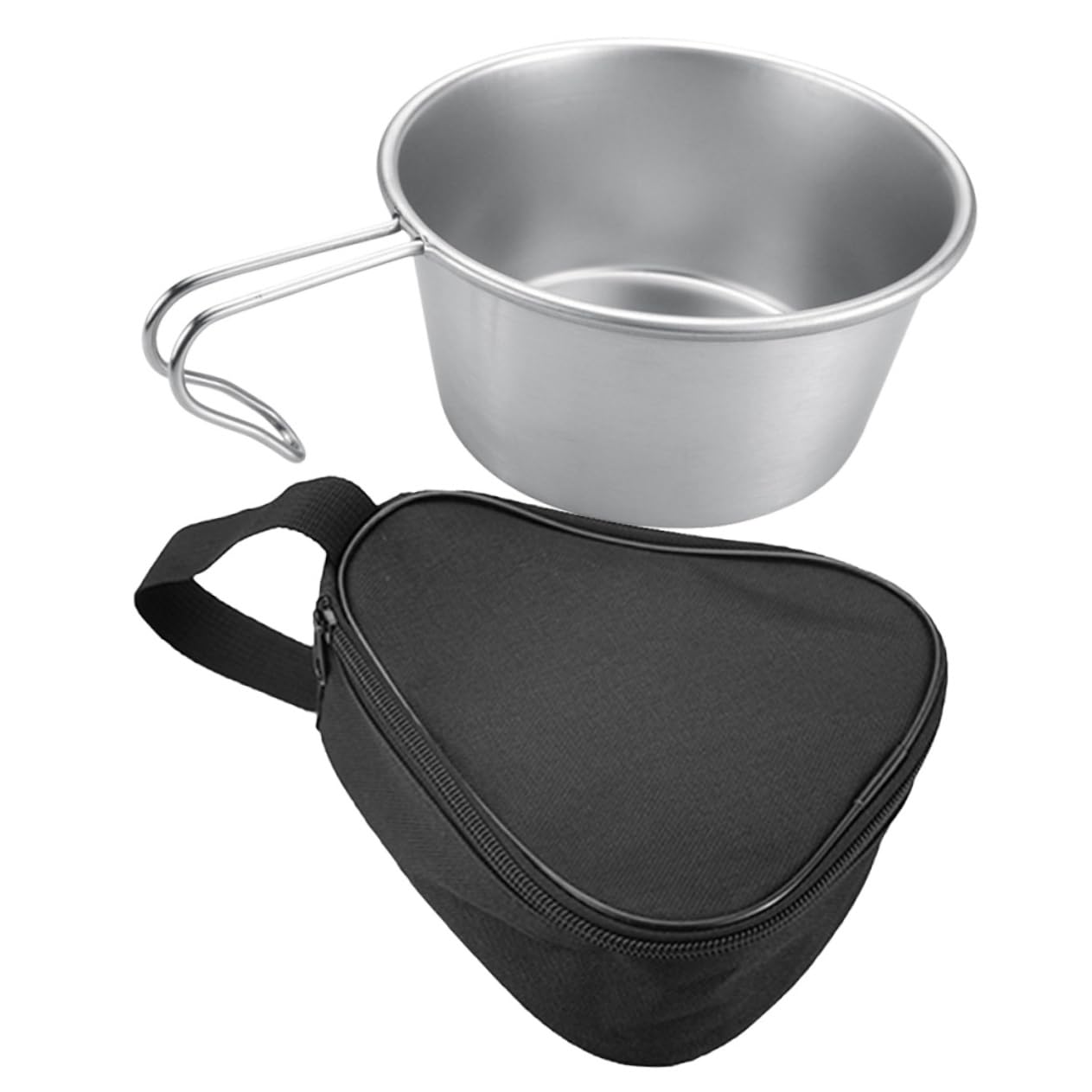 Milisten 1set Portable Stainless Steel Camping Bowl with Hollow Handle Multi-functional Cup for Outdoor Activities Lightweight Design with Storage Bag for Coffee Soup and Travel