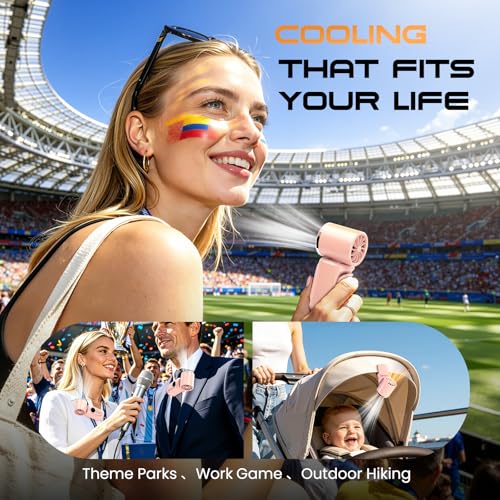 Image of Portable handheld Fan Clip-On Mini Fan 3000mAh 5-speed 180 Rotating | 14500 RPM personal fan Pocket Size USB Cooling Fan for Travel, Beach, Makeup, Office, indoor and outdoor