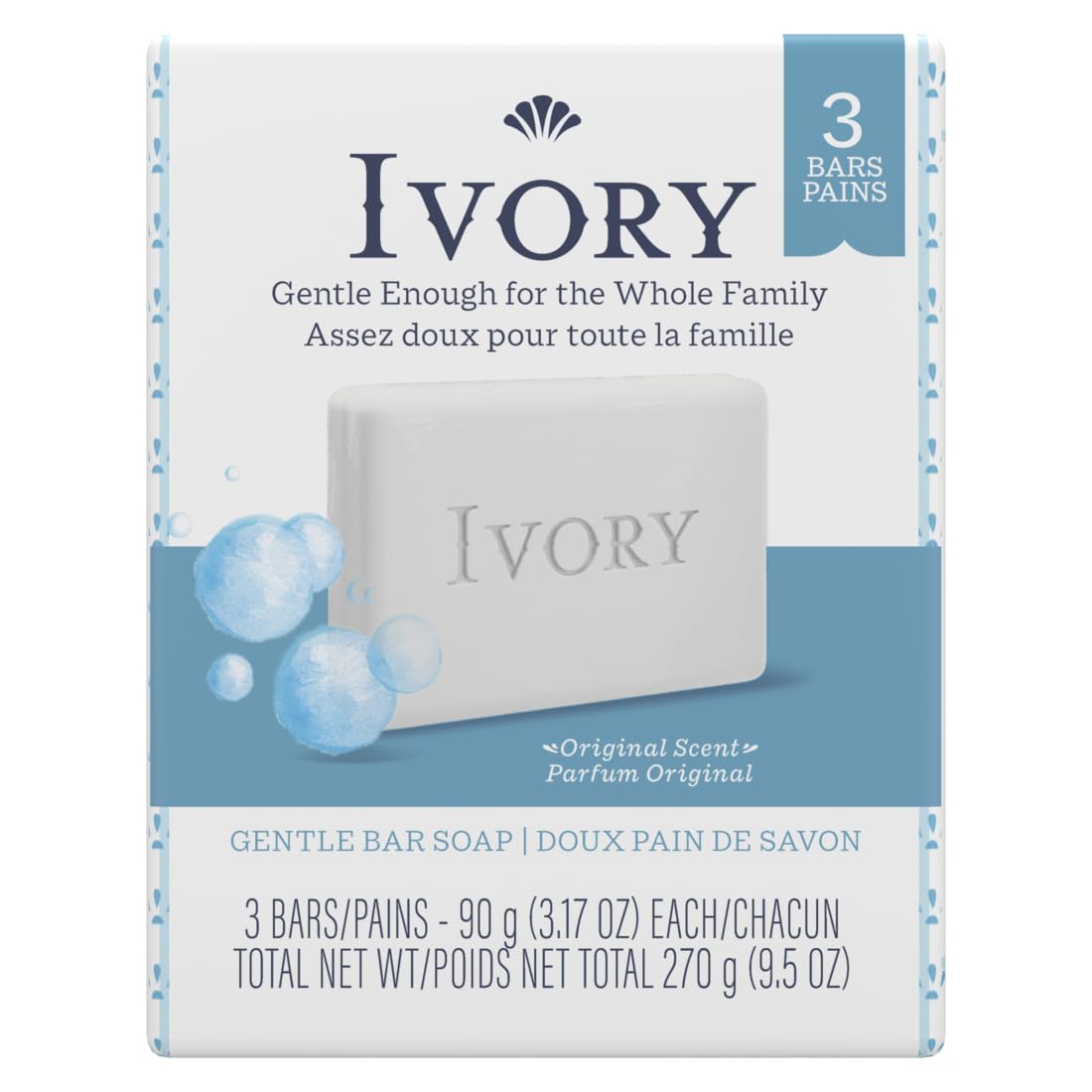 Ivory Soap Personal Bar 3.1 Ounce, Pack of 3