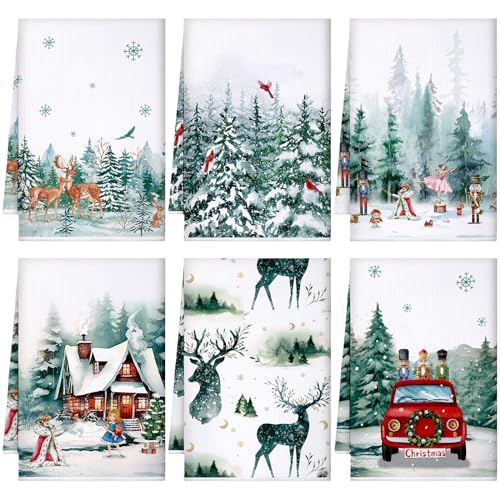 Bencailor 6 Pcs Vintage Christmas Towels