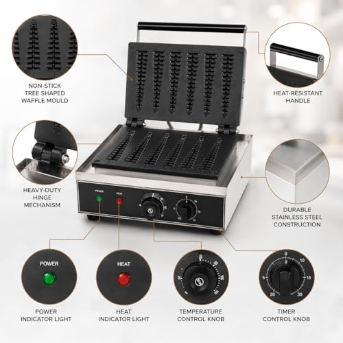 Image of Lolly Stick Waffle Machine 6 Slot, Commercial Electric Waffle Stick Maker, Professional Waffle Machine for Cafe Bakery