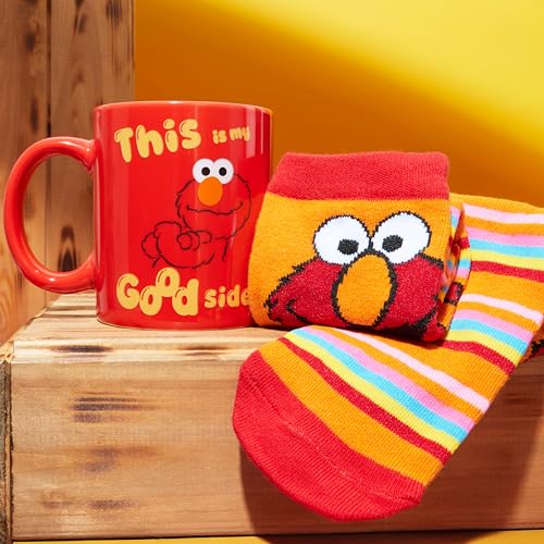 Get Trend Sesamstraße Elmo Tasse und Socken Damen Teens, 340ml/11.5oz Keramik Kaffeebecher, Weich Kuschelsocken 36–41 Größe… – Ansicht 5