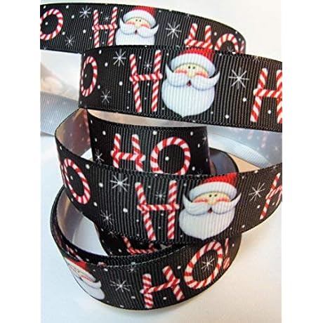 HO HO HO Grosgrain Ribbon - Santa Print Holiday Crafts and Hair...