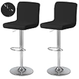 Bar Stool Cover with Back Waterproof Dining Room Square Swivel Barstool Chair Slipcover for Counter Height Mid Low Back Chair Protector 2 Pack Black