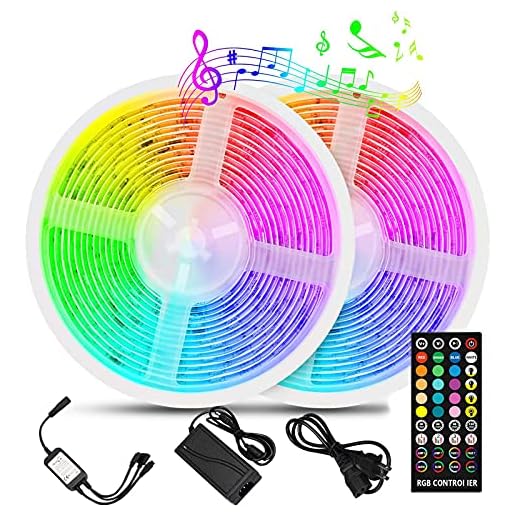 Led Strip Lights Sync to Music, Tasmor 32.8ft 5050 RGB Light Color Changing with Music IP65 Waterproof LED Rope Light with Controller for Home, Room, Bar, Party
