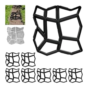 2x tuinpad mal, 9 vakken, tuintegels maken, tuinmal, beton gietvorm, cement, kunststof, HBD 4 x 42 x 42 cm, zwart