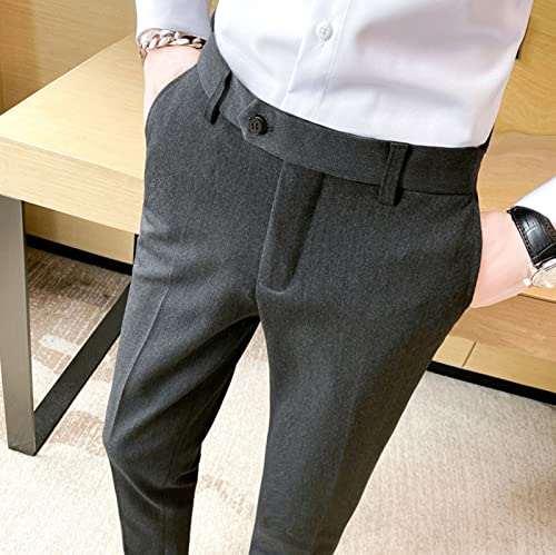 Men's Slim Business Casual Trousers Classic-Fit Expandable-Waist Pant Flat-Front Comfort Fit Dress Pants3