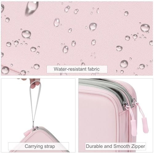 Image of FYY Electronic Organizer, Extra Large Travel Cable Organizer Bag Pouch Portable Waterproof Double Layers All-in-One Storage Bag for iPad, Cable, Power Bank, Laptop Charger for Office /Home, Light Pink