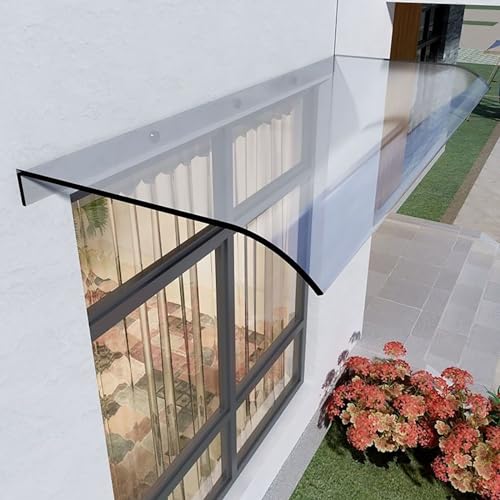 Auvent de terrasse imperméable avec panneaux de toit en polycarbonate transparent en PVC pour la maison – Idéal pour porte d'entrée, porche, jardin,...
