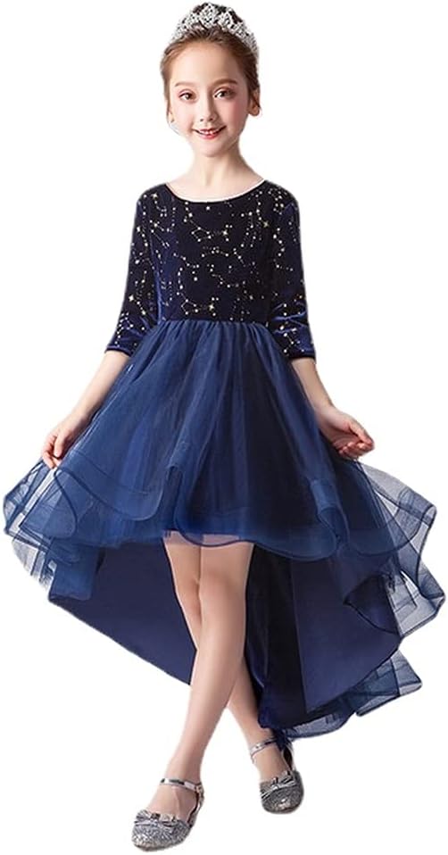 Godlovefull ピアノ発表会 ドレス 中学生 ワンピース ジュニアドレス 七五三 ネイビー 安全 キッズドレス レース 透け感 五分袖 演奏会 袖付き 結婚式 お姫様 音楽会 リボン付き ロング丈 140cm コンクール衣装 フラワーガール フォーマル B Godlovefull ピアノ発表会 ドレス 中学生 ワンピース ジュニアドレス 七五三 ネイビー 安全 キッズドレス レース 透け感 五分袖 演奏会 袖付き 結婚式 お姫様 音楽会 リボン付き ロング丈 140cm コンクール衣装 フラワーガール フォーマル B