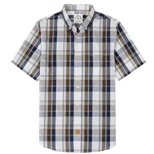 Image of Dubinik Mens Short Sleeve Button Down Shirts Soft Breathable Summer Vintage Regular Fit Lightweight Men's Casual Shirt