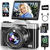Macchina Fotografica Digitale con WiFi, 4K 64MP Autofocus Fotocamera Compatta, Digitale Camera con 16X Zoom 3" Flip 180° Videocamera con Scheda di Memoria Da 32GB per Principianti e Adolescenti