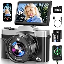 【4K Ultra HD Digital Camera with WiFi Transfer 】This digital camera with phone transfer function can record clear 4K video to help you record unforgettable moments in your life and travel. After downloading the app “Viipulse”, you can easily transfer...