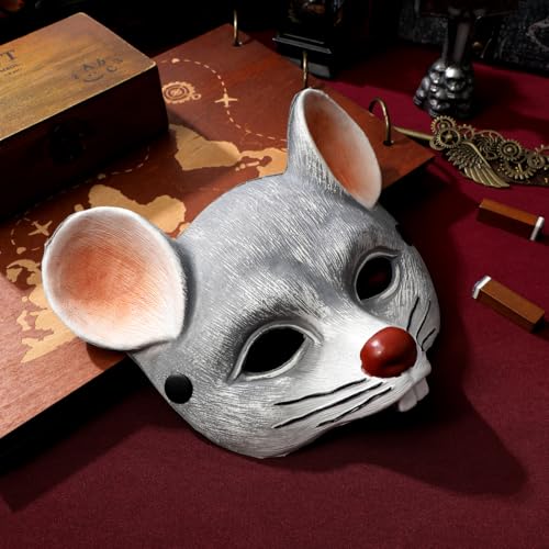 Warmhm 1stk 3d-mausmaske Ratten-halloween-kostüm Masken Bausatz Led-maske Böses Rattenkostüm Gefälligkeiten Für Maskerade-partys Kostüm Tier-cosplay-maske Wimperntusche Light Grey