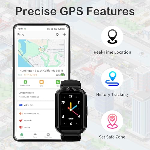 Image of 4G Kids Watch with GPS Tracker Smart Watch for Boys HD Touch Screen Video & Voice Chat Calling Pedometer SOS Alarm Calculator Camera Waterproof Digital Watch Age 5-12