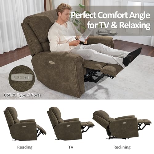 Sillón reclinable tapizado marrón moderno miniatura 4