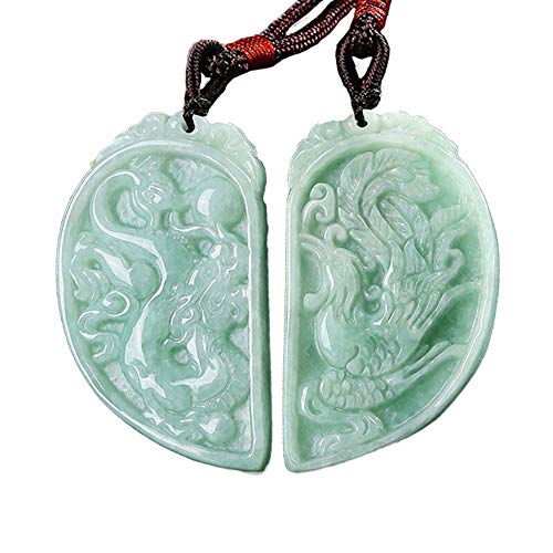TYGJB Birmania Collar de Jade Colgante de Fénix y dragón joyería para Amantes joyería de Hombre joyería de Mujer