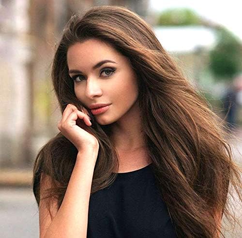 20"-22" Remy Human Hair Clip in Extensions Thick to Ends Chestnut Medium Brown (Color #6) 9 Pieces Full Head Set [Set Weight:4.5oz/125grams] …