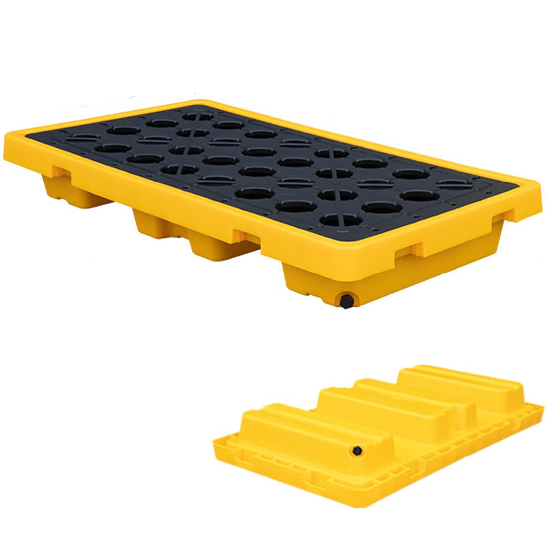 QUSYZD Stackable Spill Containment Pallet with Drain & Forklift Pockets - Modular Polyethylene Tray for 55 Gallon Drum - Leak-Proof Spill Platform,130 * 68 * 15cm
