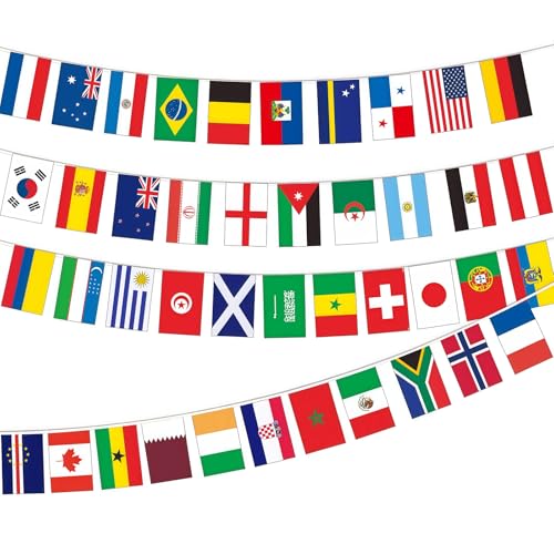 Bukecagif Bandera de 42 países para la wm 2026, Decoración de Fútbol 2026, Banderas de 14 x 21 cm, 13.5 m