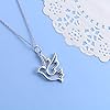 DAOCHONG S925 Sterling Silver Doves Birds Faith Hope Love Pendant Necklace 18 inches Rolo Chain