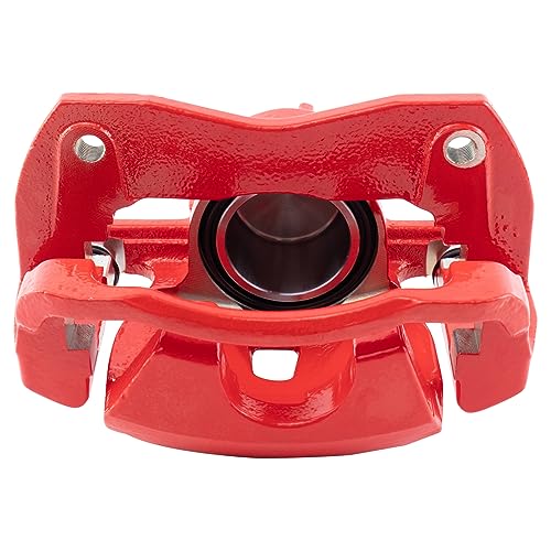 Image of TRQ Front Brake Caliper Set Painted Red Brackets Compatible with 2009-2010 Pontiac Vibe 2016 Scion iM 2011-2016 tC 2017-2018 Toyota Corolla iM 2009-2013 Matrix 2016-2020 Mirai 2006-2020 RAV4