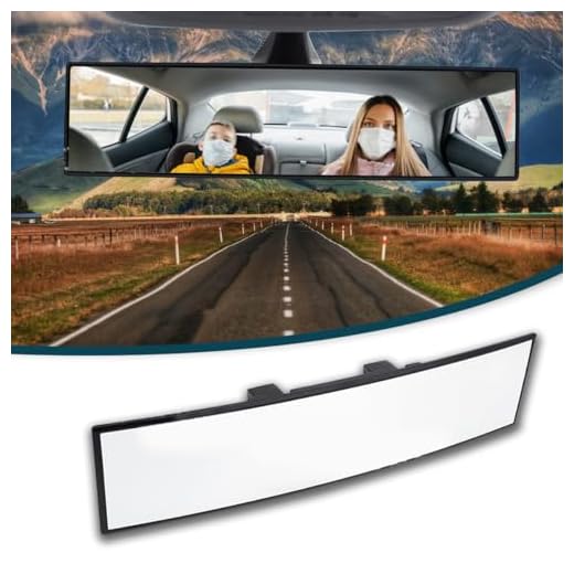 Couslcd Rear View Mirror for Car, 12.1 inch Interior Clip-on Panoramic Convex Rearview Mirrors, HD Anti Glare Wide Angle and Reduce Blind Spot, Universal for SUV Trucks Vehicles (White)