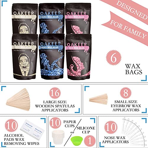 Oakeer Waxing Kit Hair Removal Women Men Wax Warmer Hair Removal At Home With 6 Bags Wax Beans Body Waxing For Eyebrows Nose Cheeks Arms Bikinis Legs 62 Accessories #TOP1