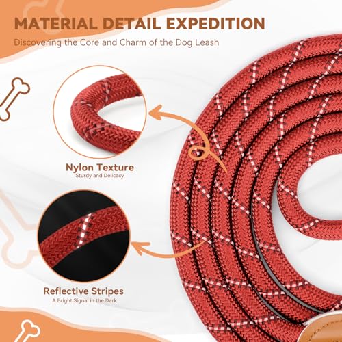 Hundeleine 3 M Verstellbare Schleppleine für Mittel- & Großhunde(20-60kg), Reflektierende Freihandleine mit 2 Karabiner, Doppelleine aus Robustem Nylon, 200 kg Extreme Kraft