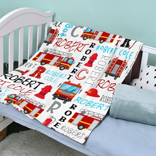 Image of Personalized Fire Trucks Firefighter Custom Baby Blanket Gifts for Boys Girls Super Soft Blanket Swaddle Newborn Cozy Receiving Blanket Stroller Throw 40x30 in for Puppy