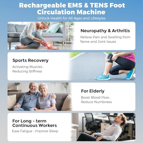 Medic Circulation Machine Blood Booster For Feet And Legs,Ems Foot Massagers For Pain And Circulation,Electric Foot Circulation Stimulator With 4 Tens Electrode Pads For Neuropathy,Muscle Relaxation - 7