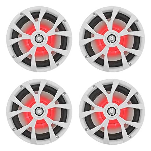 (4) Rockville RKL80MW 8" 900 Watt White 2-Way Marine Boat Speakers w/LED's