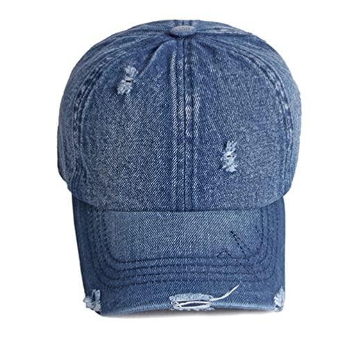 Image of Vintage Washed Denim Distressed Dad Hats Baseball Caps for Men Women