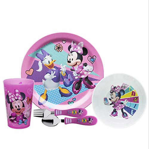 Zak Designs Disney Kids Dinnerware Set Includes Plate, Bowl, Tumbler and Utensil Tableware