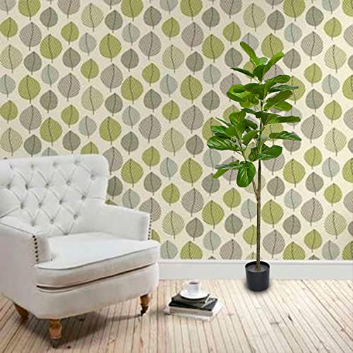 Image of Kayra Decor Artificial Fiddle Leaf Fig Tree /Faux Ficus Lyrata for Home Decor | 4.5 feet Tall, Green