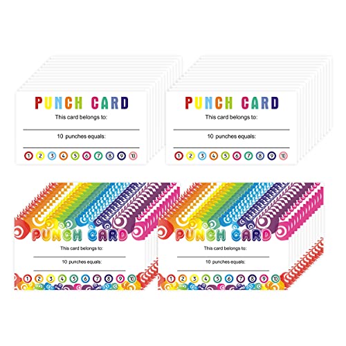 320 Pieces Punch Cards Incentive Student Reward Card Awards Loyalty Cards for Classroom Kids Behavior Teachers Students Business Punch 3.5 x 2 Inch（2 Styles）
