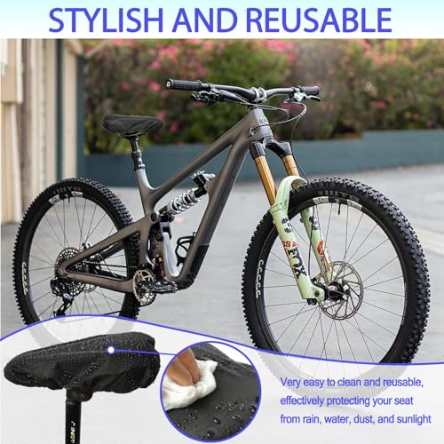 Image of Waterproof Bicycle Seat Covers Dustproof Rainproof UV-Resistant and Windproof Easy to Install and Clean Reusable Suitable for Men's and Women's Mountain Bike and Narrow Seats(2pcs Black)