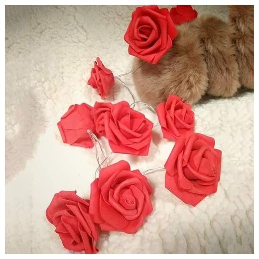 Betydelse Olika färg Rose Garland med LED-ljus med batteri, blomma String 5 Meter 40Leds, blommor till bröllop, Krans Heminredning Ansvarighet (Color : Red)