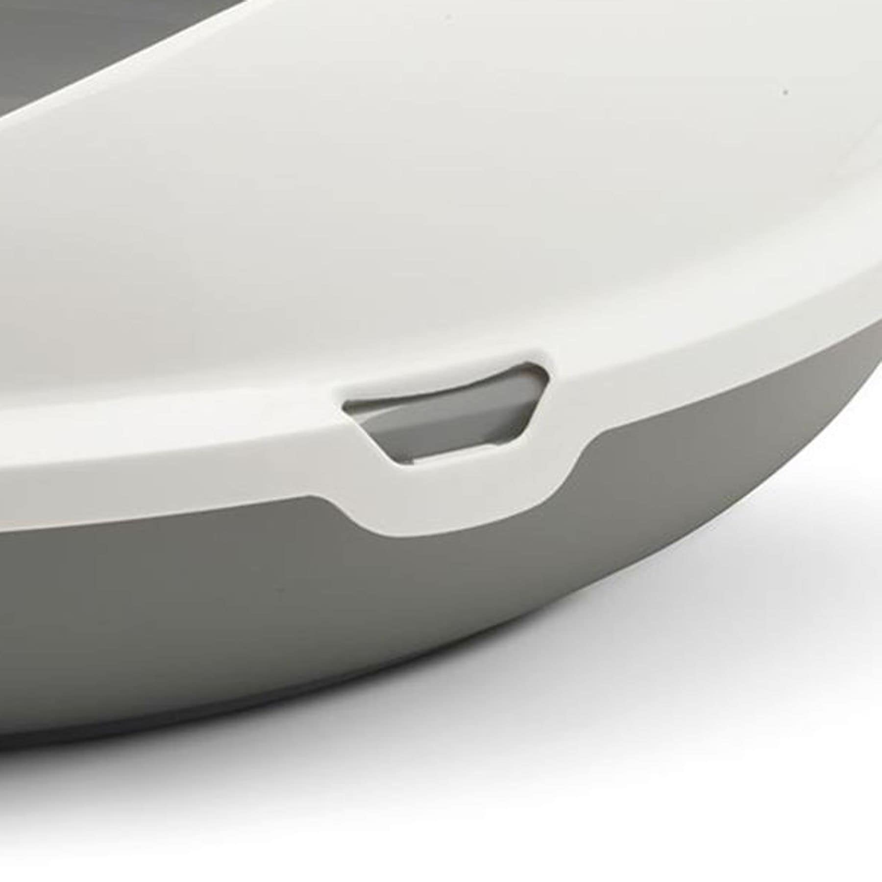 Lettiera Per Gatti Ovale - 55x48.5x15.5 Cm, Colore Bianco-Grigio, Con Bordo Alto, Facile Da Pulire - Foto 13