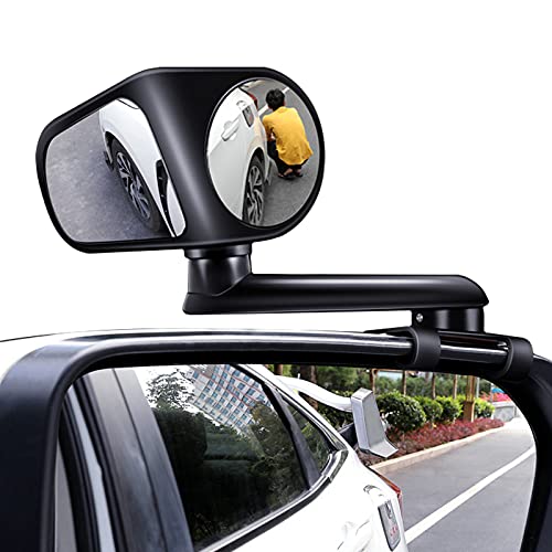APEXEDC 2 in 1 Blind Spot Mirrors,Car Mirror Glasses Convex Wide Angle Rear View 360 Rotatable Snap Way Rear View Mirror Universal Eliminator Auxiliary Mirror for Cars SUV and Trucks (Black Right)