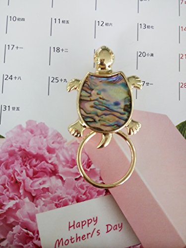 Image of Gold Sea Turtle Natural Abalone Shell Clip Eyeglass Holder Brooch Jewelry