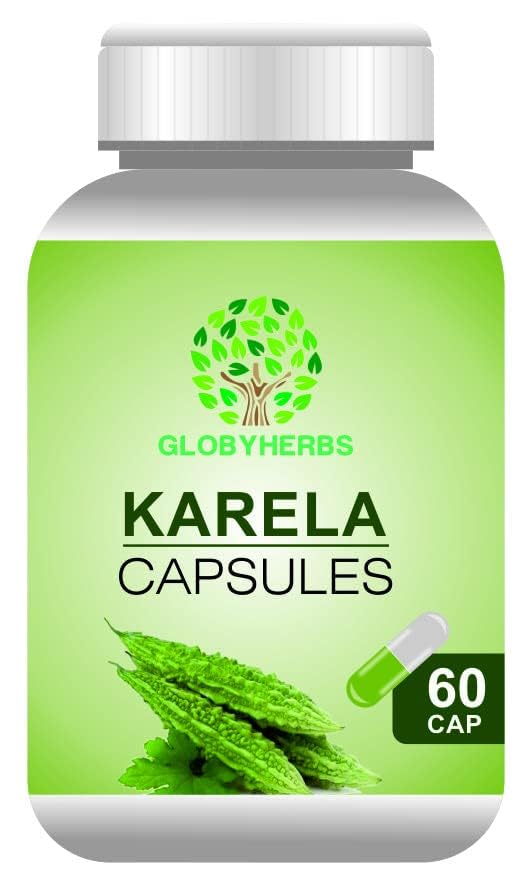 GLOBYHERBSKarela Capsules: Natural Bitter Melon Extract for Blood Sugar Support - 60 Capsules