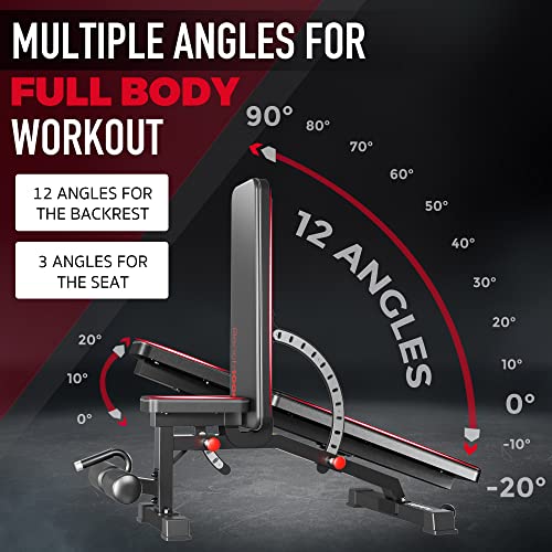Image of Adjustable Weight Bench, Commercial Grade 1200LB Workout Bench Press Set for Home Gym Strength Training Exercise, Incline Bench with 12+3 Adjustable Backrest&Seat Positions for Full Body Fitness