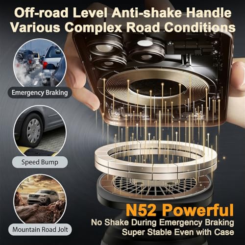 Image of ZORBES Magnetic Car Phone Mount with Metal Plate, 360 Rotatable & Telescopic, Strong Magnet & Super Suction Base, Dashboard Stand for iPhone Android